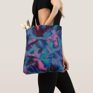 Tote Bag Courbes désordonnées polies de teintes cyan à rose