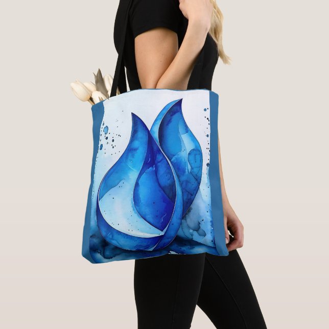 Tote Bag Courbes d'Indigo reposantes (De près)