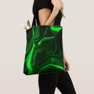 Tote Bag Courbes vertes, plis nickelé, arrière - plan foncé