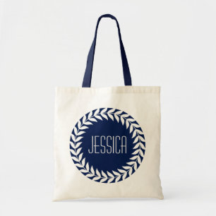 Tote Bag Couronne Bleue Et Blanche Avec Monogramme Personna