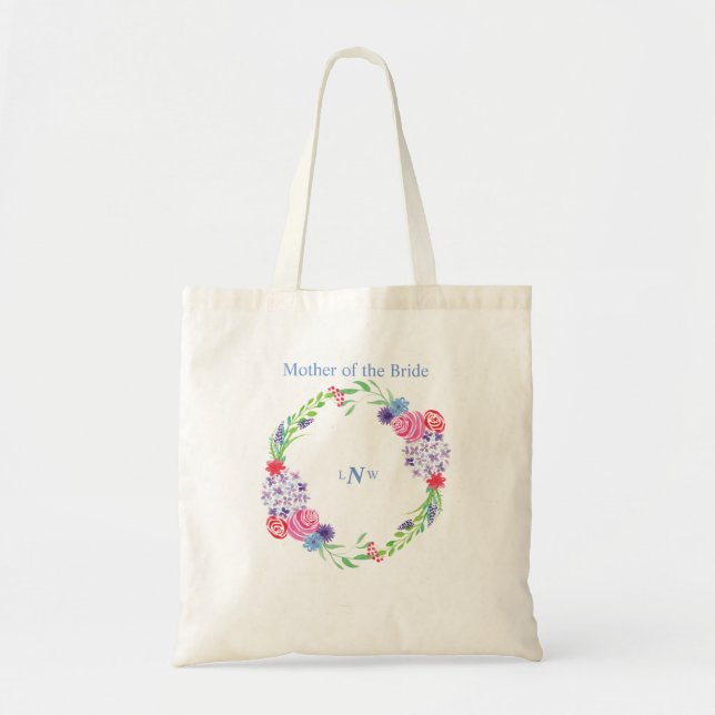 Tote Bag Couronne de bouquet floral Monogramme  - (Devant)