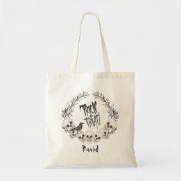 Tote Bag Couronne de crâne effrayante Raven Trick or Treat