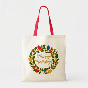 Tote Bag Couronne de fêtes de fin d'année Lumières de Noël