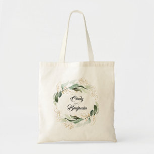 Tote Bag Couronne de feuilles de verdure dorée élégante mod