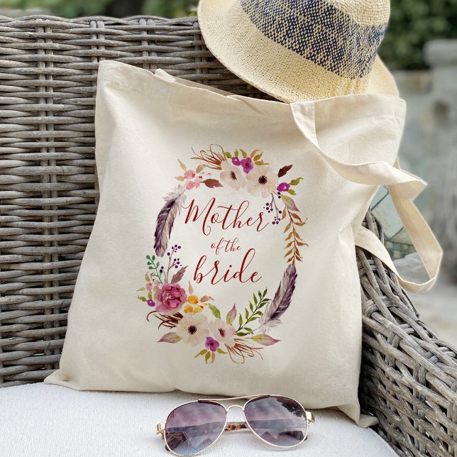 Tote Bag Couronne de fleurs aquarelle Boho de la mère de la (Créateur téléchargé)