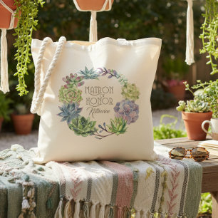 Tote Bag Couronne de plantes grasses Demoiselle d'honneur I