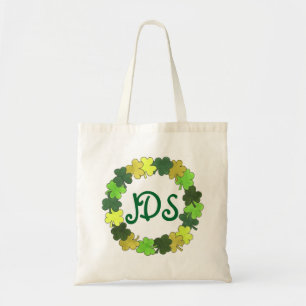 Tote Bag Couronne de Shamrock vert Monogramme personnalisée