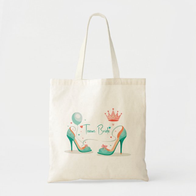 Tote Bag Couronne et talons hauts – Thème rose et menthe gl (Devant)