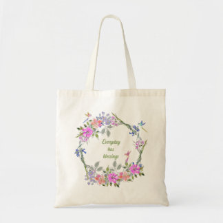 Tote Bag Couronne Florale de Bénédictions Quotidiennes
