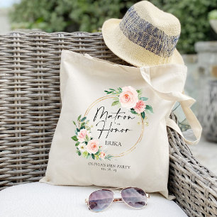 Tote Bag Couronne florale rose Matrone d'honneur personnali