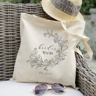 Tote Bag Couronnes de fleurs personnalisées pour demoiselle