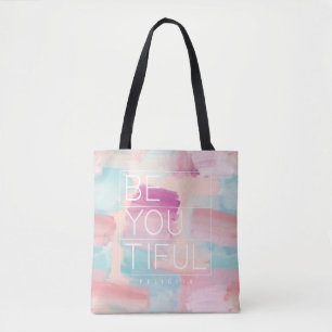 Tote Bag Course rose et bleue de BE-YOU-TIFUL d'aquarelle