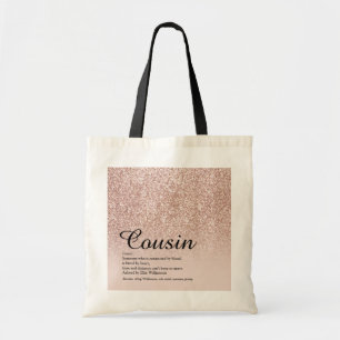 Tote Bag Cousin Definition Rose Gold Glitter