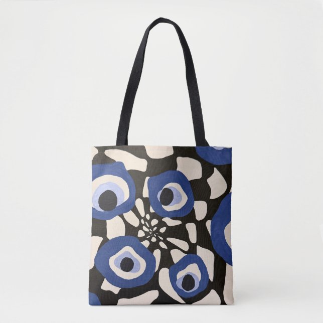 Tote Bag Coussin noir et blanc Abstrait avec oeil à vision  (Devant)