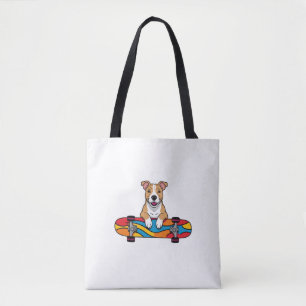 Tote Bag Couteau Bull Terrier sur skateboard