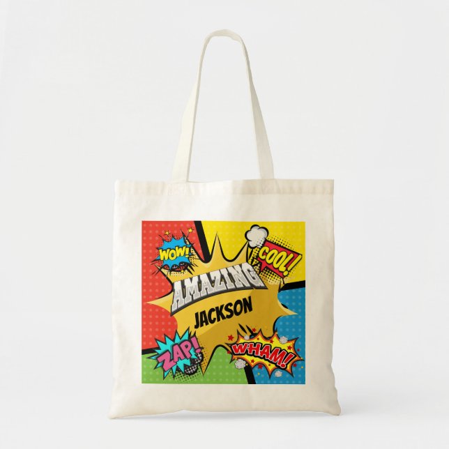 Tote Bag Coutume de bande dessinée de super héros (Devant)