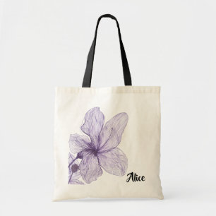 Tote Bag Coutume de fleur de ketmie de monogramme de