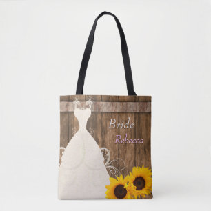Tote Bag Coutume PK - Jeune mariée d'équipe en tournesol 