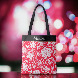 Tote Bag Couture croisée sur mesure look rouge blanc floral
