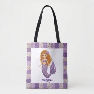 Tote Bag Couverture personnalisée de sirène violette jolie