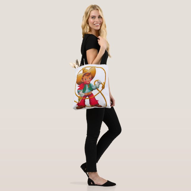 Tote Bag Cowboy Retro Boy Child Cute Western (Sur le modèle)