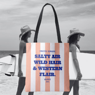 Tote Bag Cowgirl Côtière Élégance Western Rayure Rose Caban