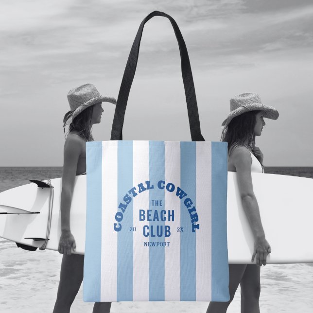 Tote Bag Cowgirl Côtière Le Club de Plage Rayure de Cabane  (Créateur téléchargé)