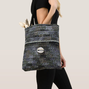 Tote Bag Cowrie Shell Grey Texture Artiste Crochet Imprimer