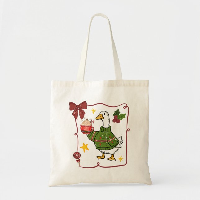 Tote Bag Cozy Christmas Goose Holiday Design (Devant)