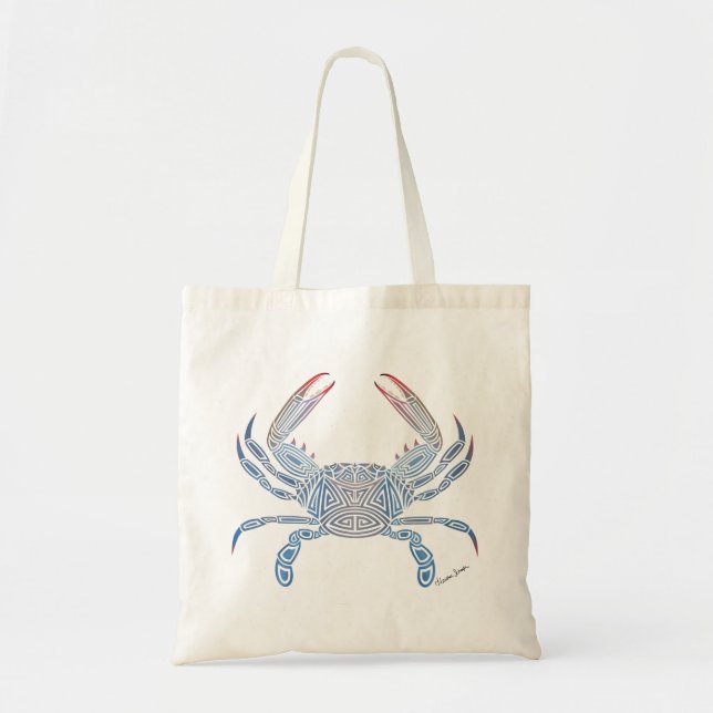 Tote Bag Crabe bleu tribal (Devant)