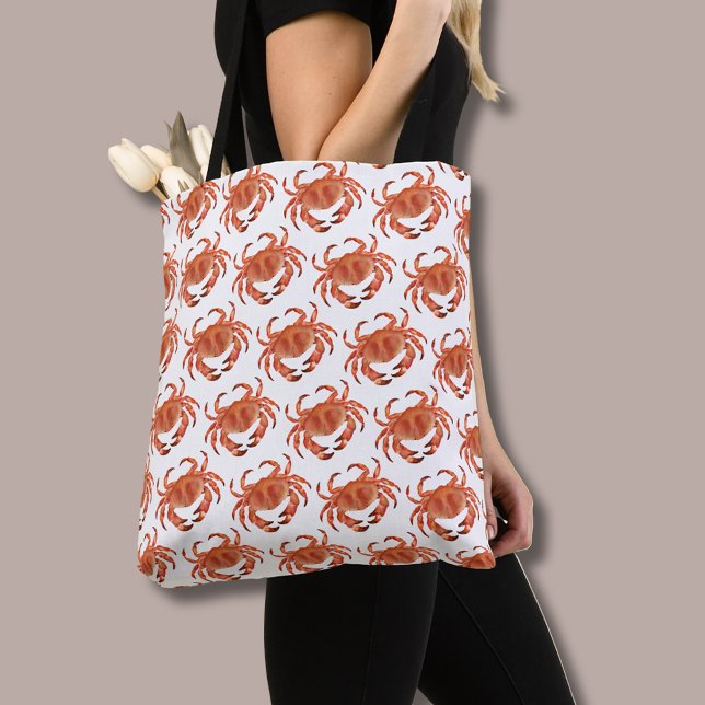 Tote Bag Crabe Crustacé Motif du bord de mer (Brown crab coastal crustacean tote bag)