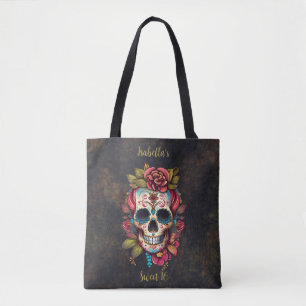 Tote Bag Crâne à sucre fleuri Sweet 16 Anniversaire