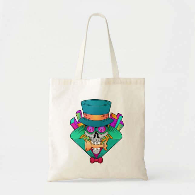 Tote Bag Crâne aux échecs avec pièce d'échecs Rook (Devant)