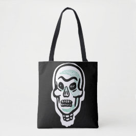 Tote Bag Crâne classique d'Halloween | Points forts verts