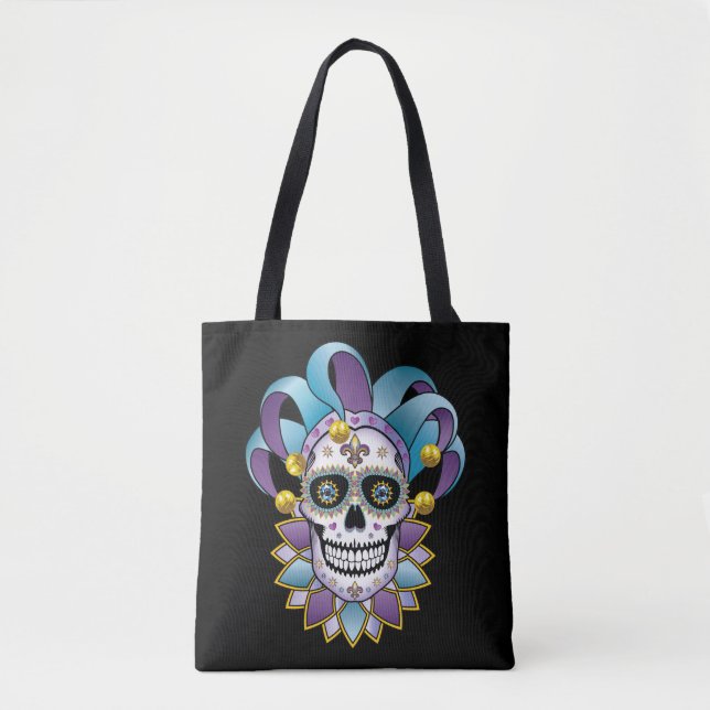 Tote Bag Crâne coloré Jester (Devant)