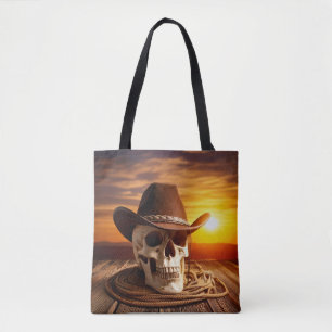 Tote Bag Crâne cowboy avec Lasso