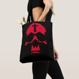 Tote Bag Crâne de démon rouge Design graphique gothique