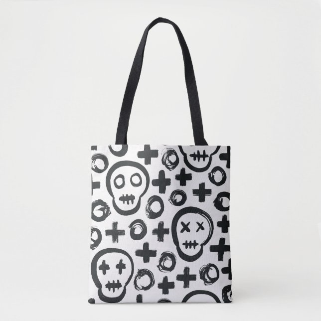 Tote Bag Crâne : Décoration sans joint. (Devant)