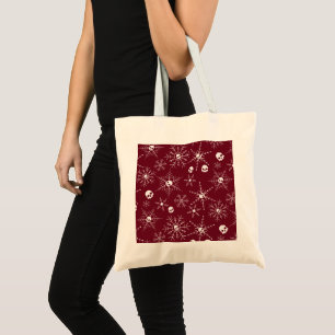 Tote Bag Crâne effrayant Creepmas Noël Snowflakes rouge