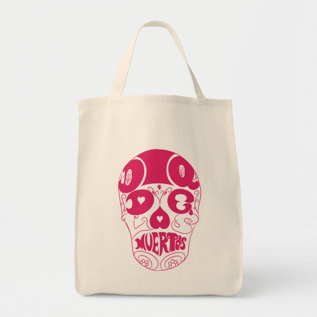 Tote Bag Crâne Fourre-tout de Dia De Los Muertos Pink (Devant)