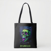 crâne hanté vert néon gothique nuit halloween