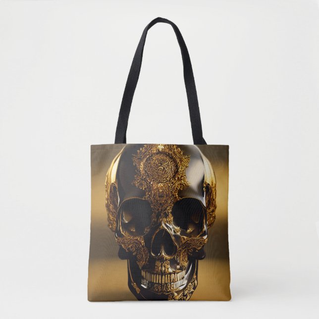 Tote Bag Crâne obsidien doré (Devant)