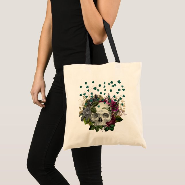 Tote Bag Crâne Shamrock floral (Devant (produit))