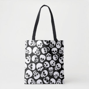 Tote Bag Crânes dans le motif noir d'arrière - plan