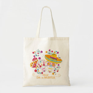 Tote Bag Crânes et fleurs à sucre du Parti
