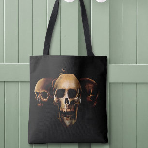 Tote Bag Crânes gothiques sombres Trio noir créature humain