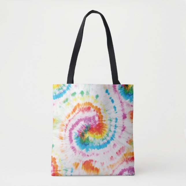 Tote Bag Cravate spirale, motif tourbillon arc-en-ciel (Devant)