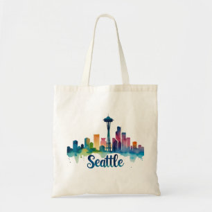 Tote Bag Crayon aquarellé de la ville de Seattle