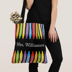 Tote Bag Crayons arc-en-ciel personnalisés Appréciation d