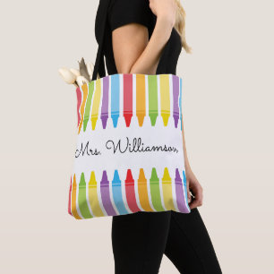 Tote Bag Crayons arc-en-ciel personnalisés Appréciation d